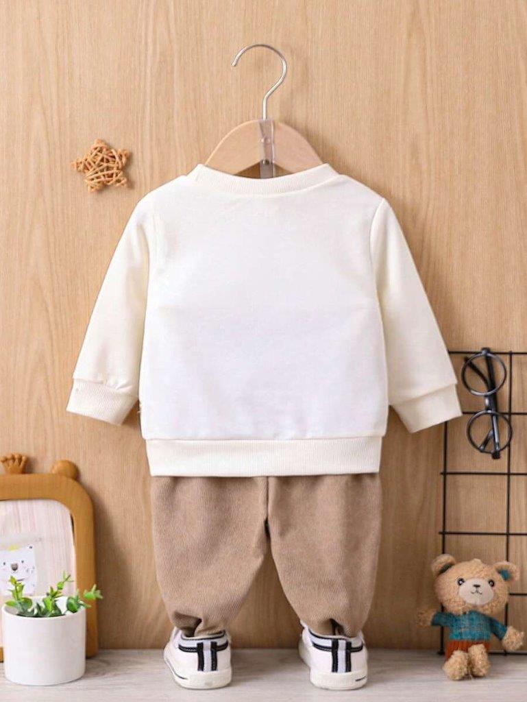 Baby Teddy Sweatshirt And Corduroy Pants Set