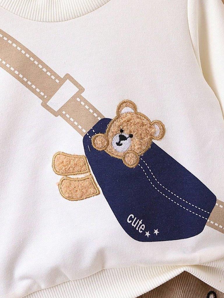Baby Teddy Sweatshirt And Corduroy Pants Set