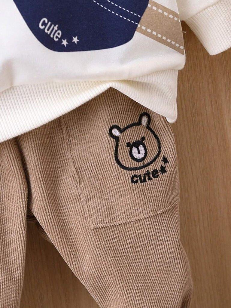Baby Teddy Sweatshirt And Corduroy Pants Set