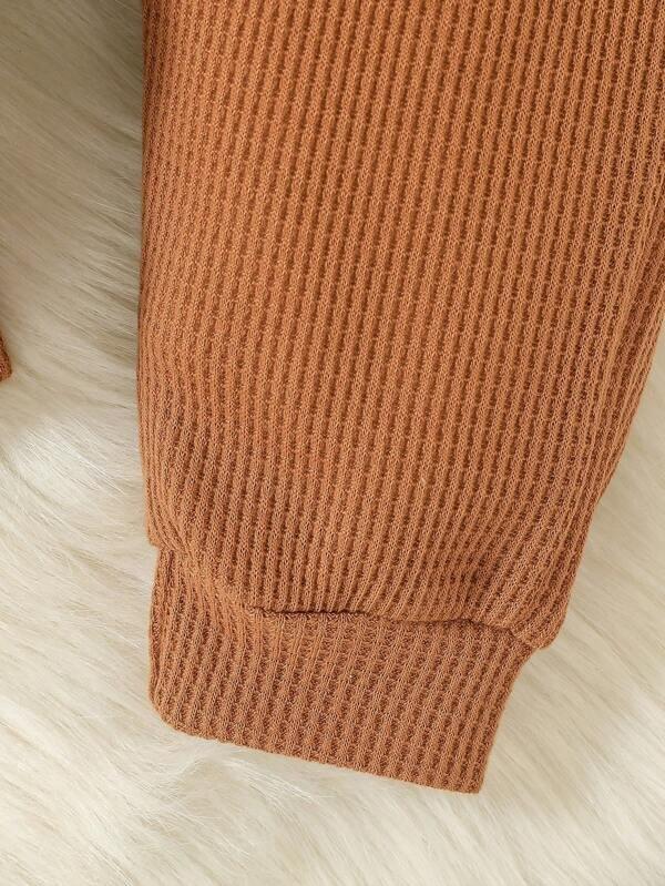 Baby Waffle Pullover And Button Pants Set