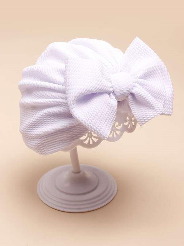 Baby Bow Turban textured white