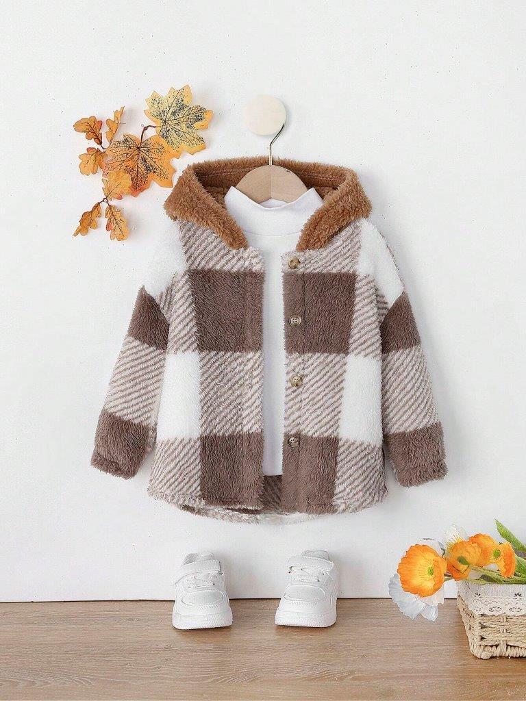 Baby Unisex Plaid Hooded Jacket