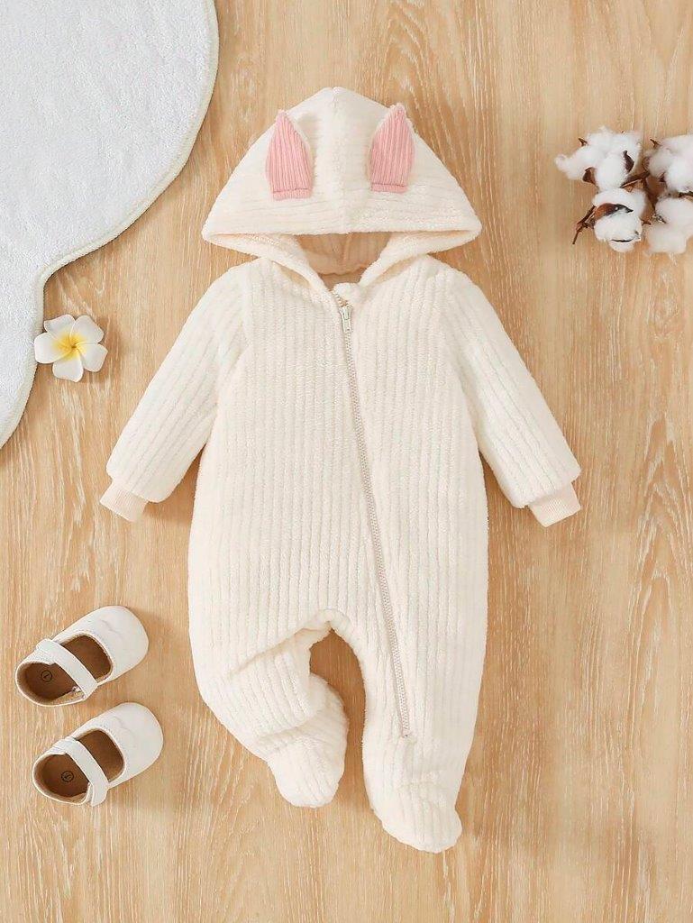 Baby 3D Bunny Ear Zipper Jumpsuit