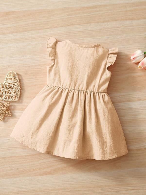 Baby Front Button Dress Khaki