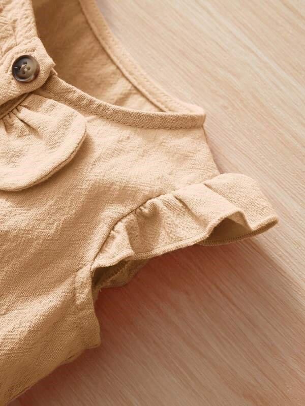 Baby Front Button Dress Khaki