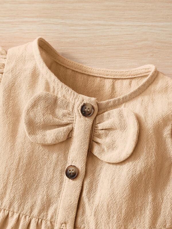 Baby Front Button Dress Khaki
