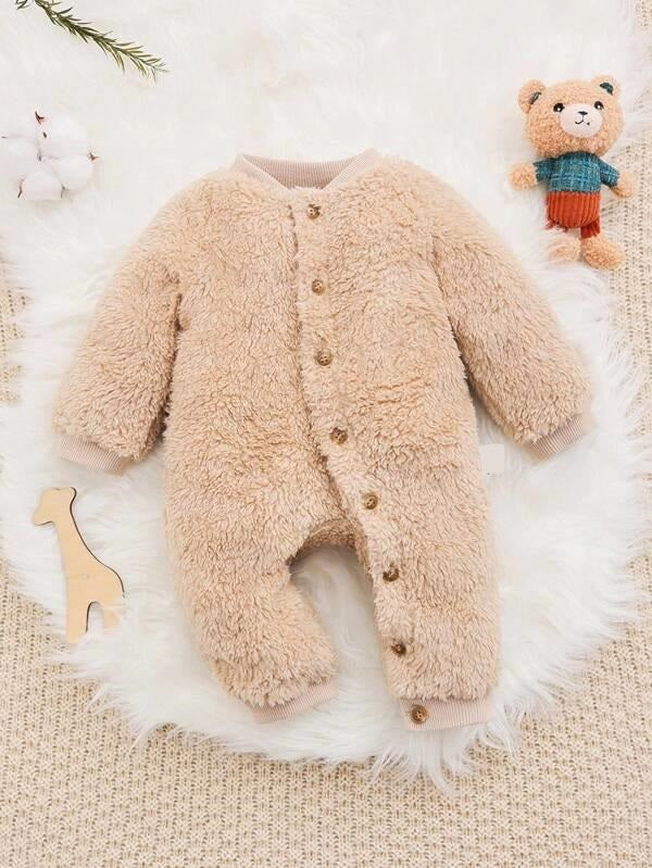 Baby Unisex Teddy Khaki Jumpsuit