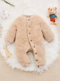 Baby Unisex Teddy Khaki Jumpsuit