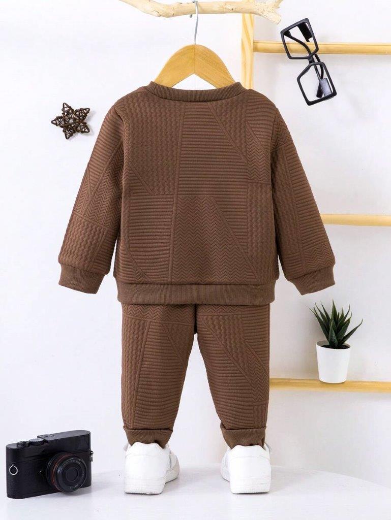 Baby Textured Pattern Sweatshirt And Pants Set