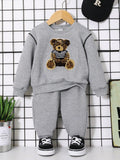 Baby Teddy Print Pullover And Pants Set
