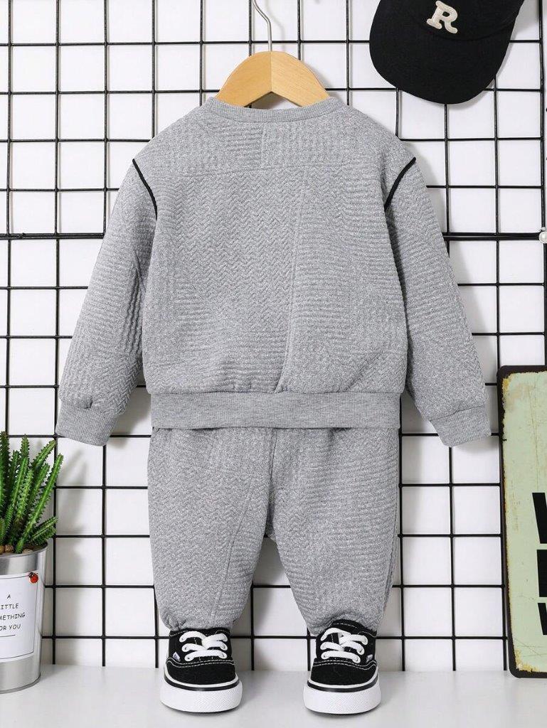 Baby Teddy Print Pullover And Pants Set