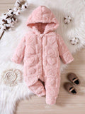 Baby Pink Fluff Hooded Jumpsuit