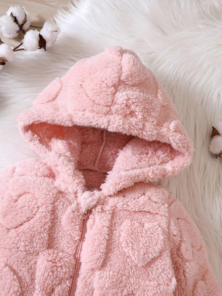 Baby Pink Fluff Hooded Jumpsuit
