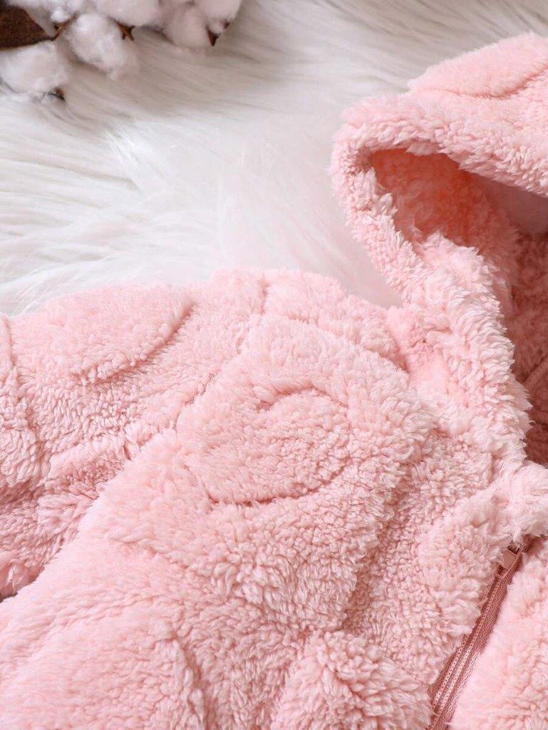 Baby Pink Fluff Hooded Jumpsuit