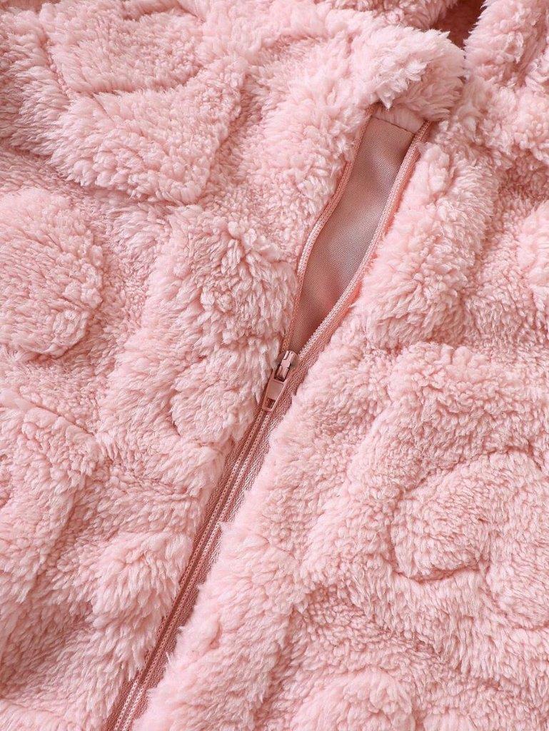 Baby Pink Fluff Hooded Jumpsuit