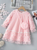 Toddler Girls Baby Pink Flower Dress With Bag