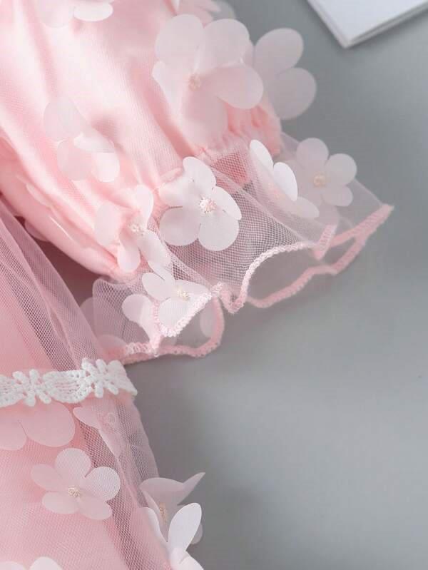 Toddler Girls Baby Pink Flower Dress With Bag