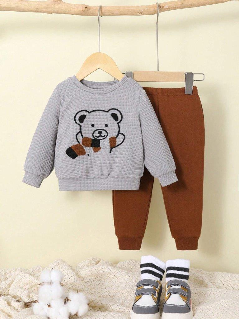 Baby Knitted Teddy Pullover And Pants Set