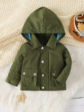 Baby Army Green Pocket Hooded Coat