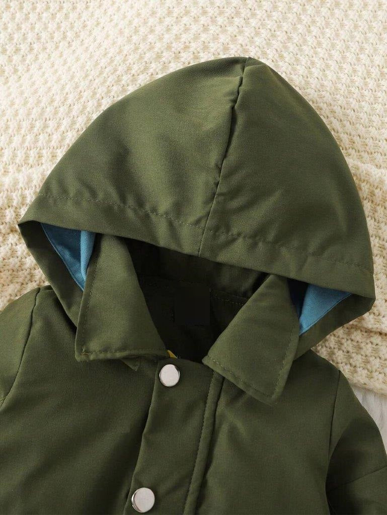 Baby Army Green Pocket Hooded Coat