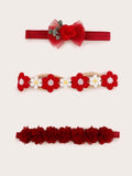 Baby 3 Piece Rose Headband Set Red