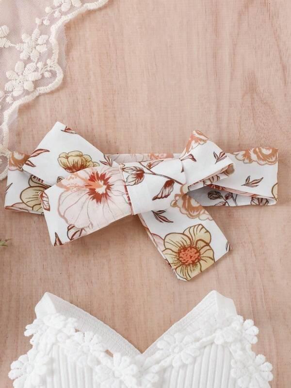 Baby Floral Print Cami Romper Set