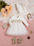 Baby Embroidery Overlay Dress Set