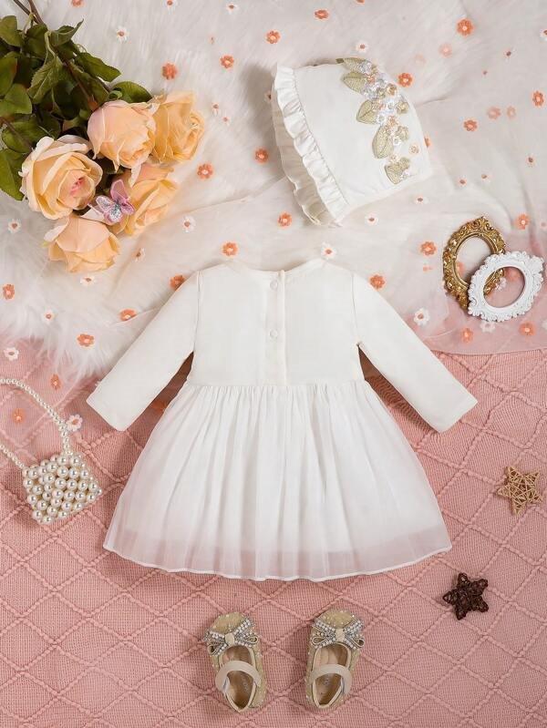Baby Embroidery Overlay Dress Set