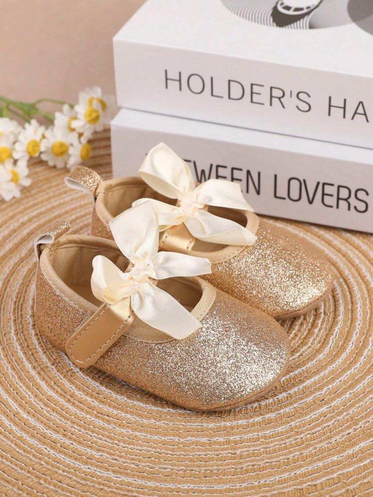Baby Gold Glitter Flat Shoes
