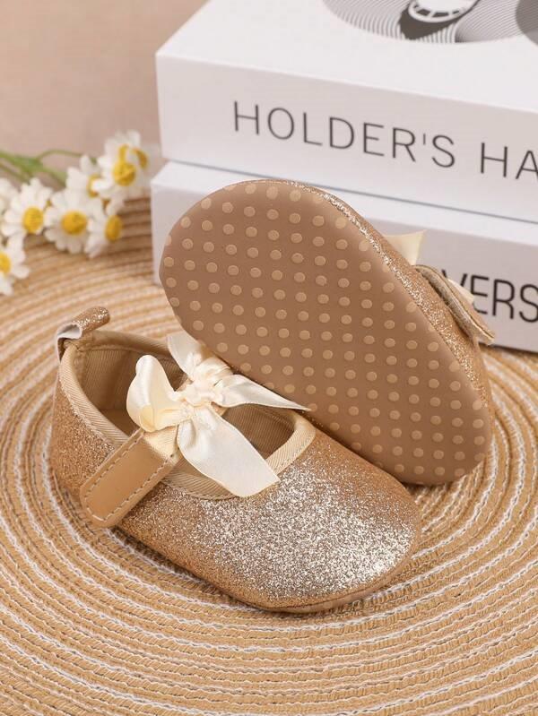 Baby Gold Glitter Flat Shoes