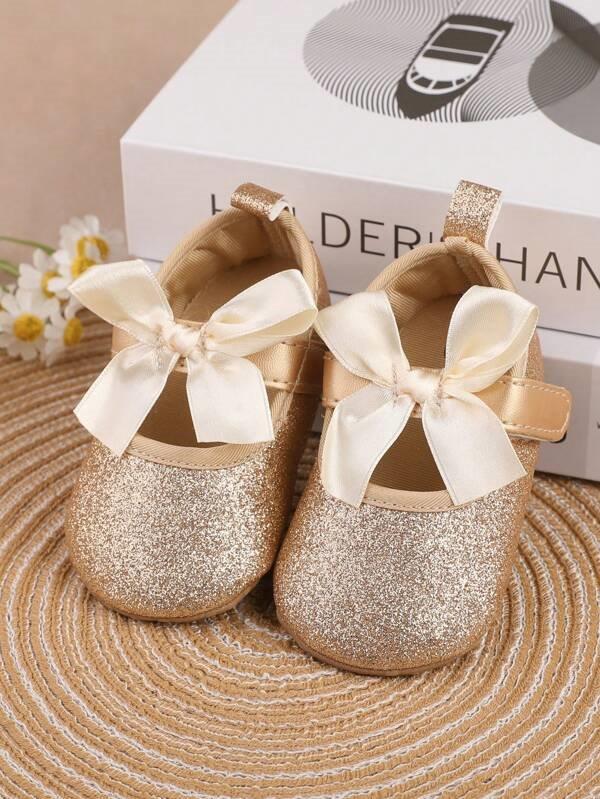 Baby Gold Glitter Flat Shoes