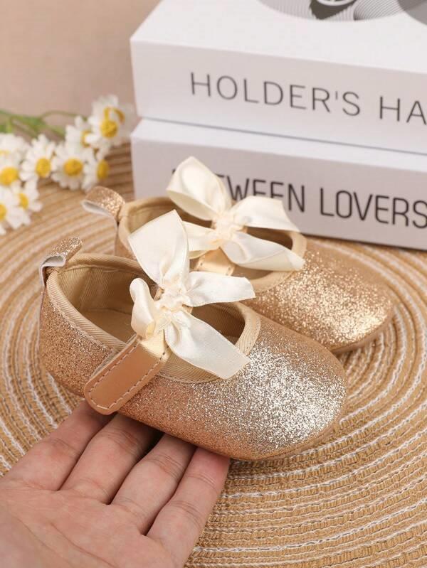 Baby Gold Glitter Flat Shoes