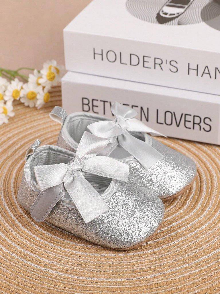 Baby Silver Glitter Flat Shoes
