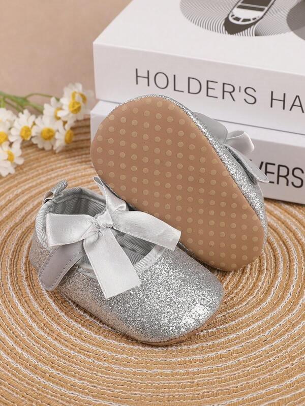 Baby Silver Glitter Flat Shoes