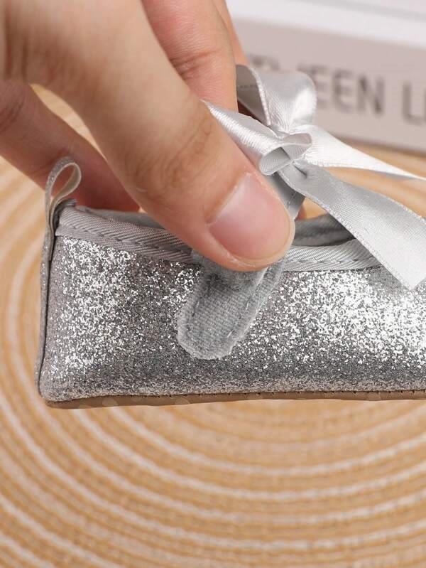 Baby Silver Glitter Flat Shoes