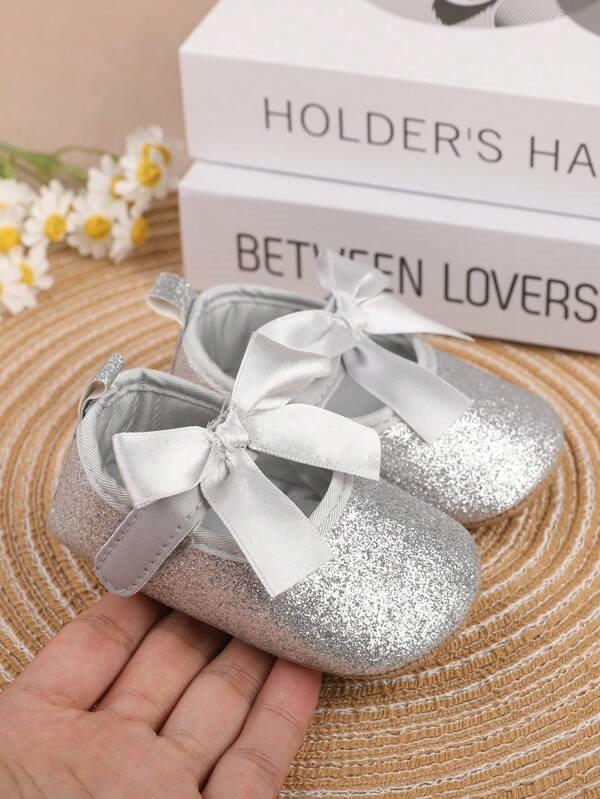 Baby Silver Glitter Flat Shoes