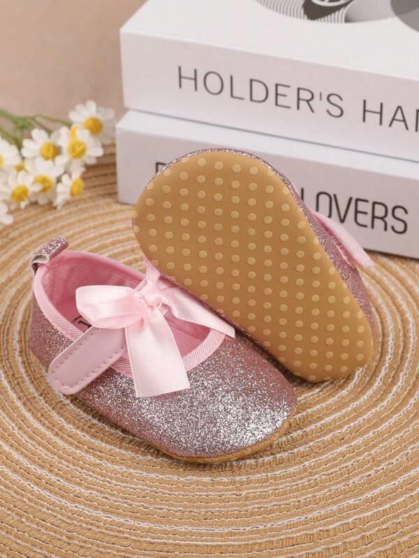 Baby Pink Glitter Flat Shoes