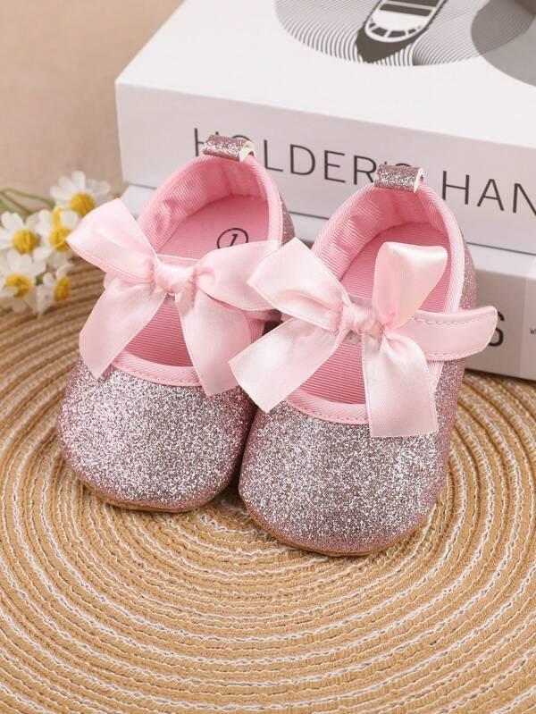 Baby Pink Glitter Flat Shoes