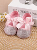 Baby Pink Glitter Flat Shoes