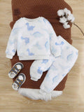 Baby Dino Flannel Pullover And Pants Set