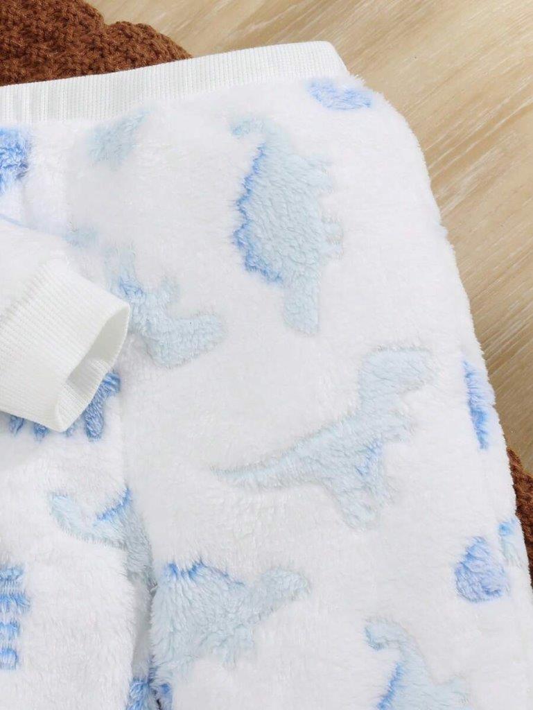 Baby Dino Flannel Pullover And Pants Set