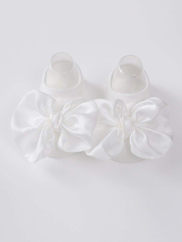 Baby Ankle Socks With Bow White 0-6