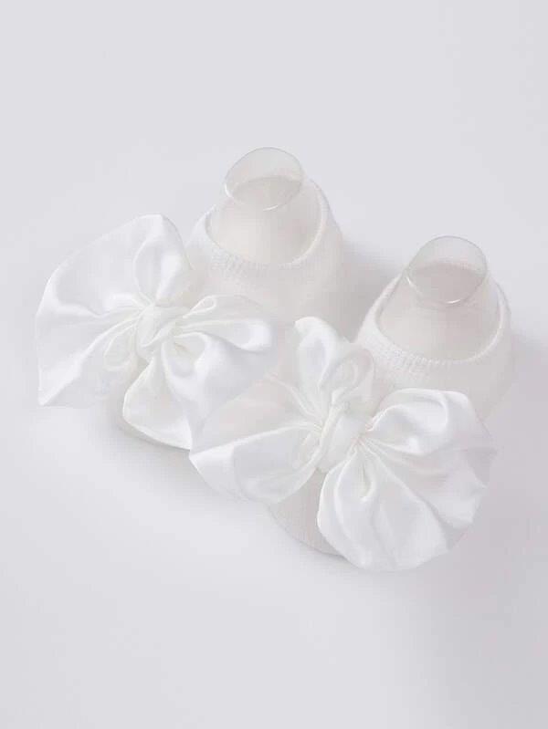 Baby Ankle Socks With Bow White 0-6
