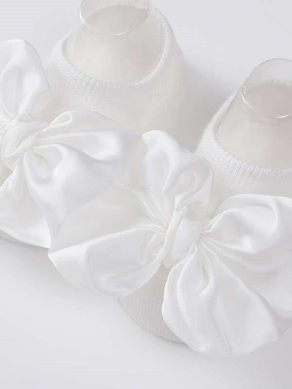 Baby Ankle Socks With Bow White 0-6
