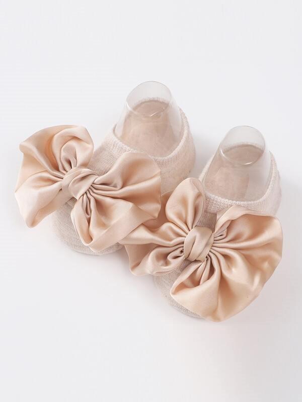 Baby Ankle Socks With Bow Khaki