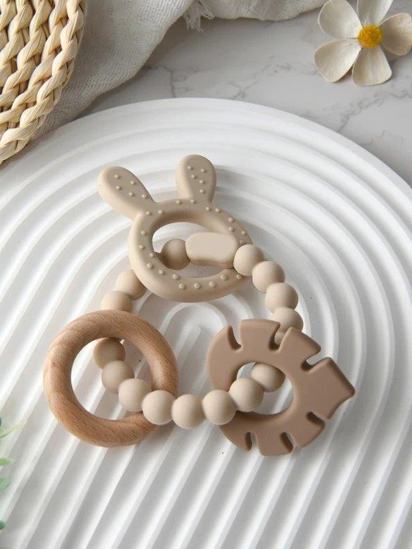 Baby Silicone Teether Brown Beige