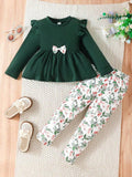 Toddler Girls Floral Print Legging Set Green