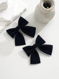 2 Piece Silver Lining Bow Hair Clips Navy Blue