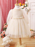 Baby Elegant Frilled Neck Dress With Hat