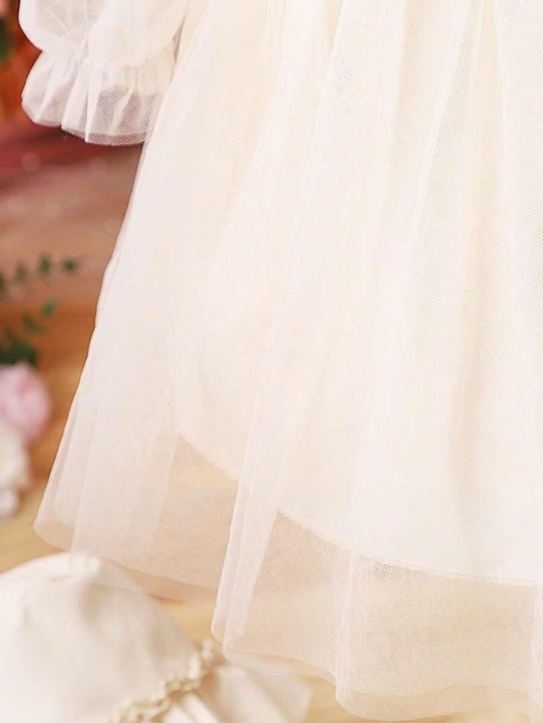 Baby Elegant Frilled Neck Dress With Hat